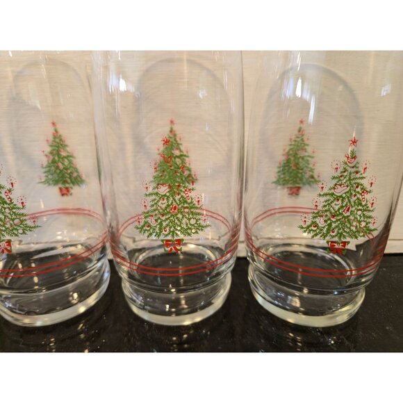 Vintage JCPenney Christmas Tree Glasses Set 4 Holiday drinkware  NOS - Picture 6 of 14